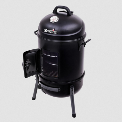 CHAR-BROIL<sup>&reg;</sup> Bullet Smoker Package - Includes 16" Bullet Smoker with 388 sq.in. of cooking area featuring an innovative airflow control system that simplifies setting and maintaining cook temperatures. Also, includes a Cold-Spot Wireless Thermometer, Comfort Grip 3-Piece Tool Set and a 4 Pack Head Country BBQ Gift Pack.